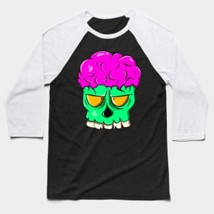 Braindead Zombie Brain Skull Cartoon Horror Baseball T-Shirt